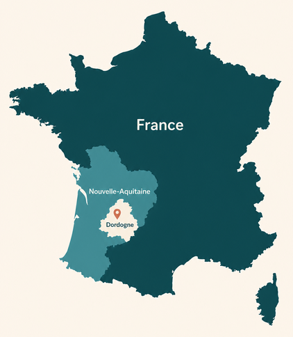 Situation en France : Dordogne, Nouvelle-Aquitaine